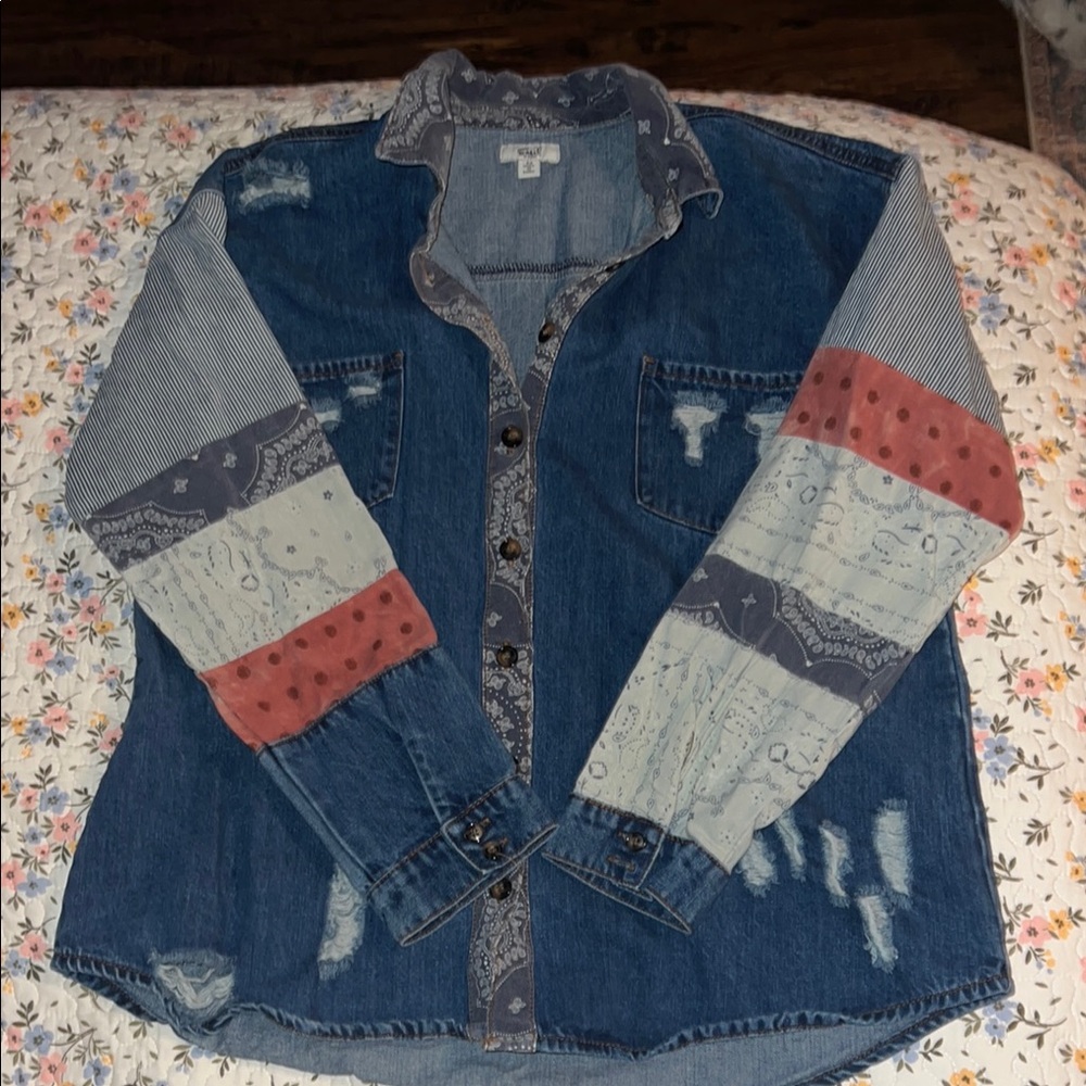 Denim Patchwork Jacket - image 1